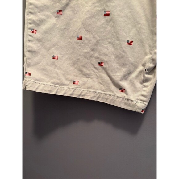Old Navy Chino Shorts Men's 34 Light Gray American Flag Print Slim Fit - Picture 5 of 10